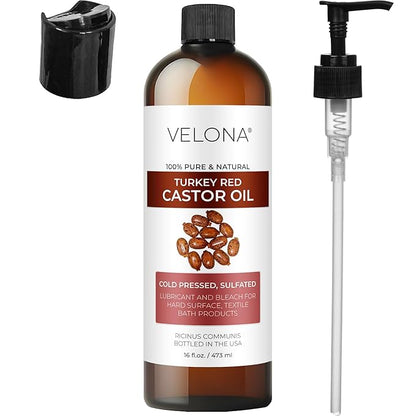 velona Castor Oil Turkey Red 16 fl oz | 100% Pure and Natural Carrier Oil | Cold Pressed | Hair, Body and Skin Care | Use Today - Enjoy Results