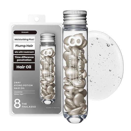 8 THE THALASSO Potion Hair Oil for Frizzy & Damaged Hair Women & Men, Keratin Hair Care for Repairing with Squalane & Deep Ocean Water, Sulfate & Paraben Free, UNSCENTED, 24 Capsules