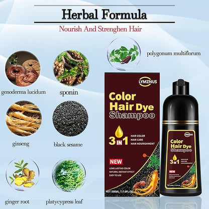 Instant Coffee Hair Dye Shampoo - 3 in 1, Hair Color Shampoo for Women & Men, Long Lasting,Light Brown Shampoo Para Pintar El Cabello, Easy to Apply at Home 500ML