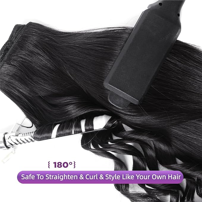 Clip in Hair Extensions Real Human Hair,100% Seamless Remy Human Hair Straight,Clip Extensions for Women, 8pcs Per Set with Double Weft,1B Natural Black,24inch 120g/4.2oz