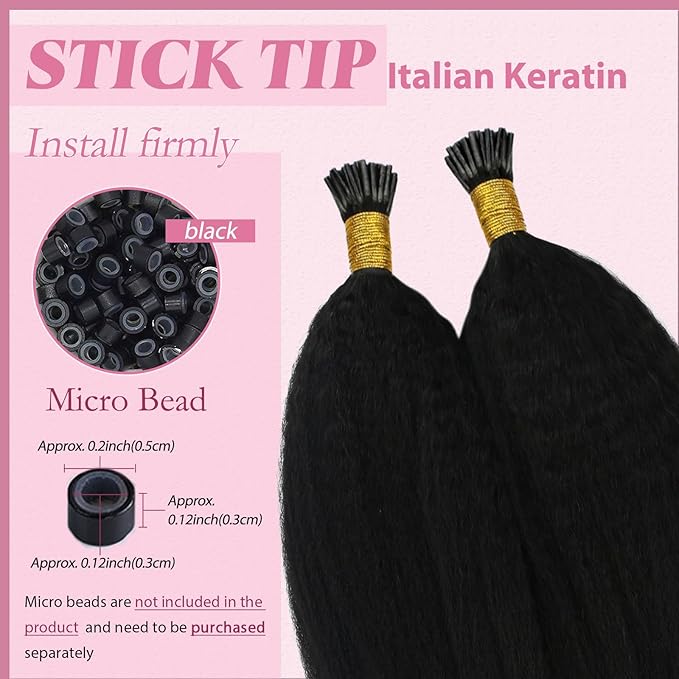 YoungSee I Tips Hair Extensions Real Human Hair Kinky 22In Itip Human Hair Extensions Kinky Straight 50g Black Cold Fusion Hair Extensions Curly Itips Hair Extensions 50s Long Lasting Hair Extensions
