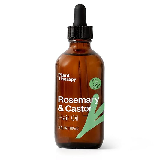Plant Therapy Rosemary & Castor Oil - 4 oz Hair Treatment for Growth, Shine, Softness, Healthy Scalp & Hair Mask