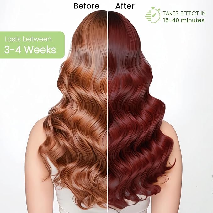 Hair Dye Shampoo 3-in-1, Instant Natural Hair Color Shampoo for Women Men 100% Gray Hair Coverage Champu Para Canas Mujer Dark Wine Red, Lasting 3-4 Weeks & Easy to Use & All Hair Types, 500ml