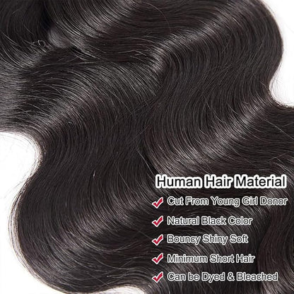 Body Wave Human Hair 4 Bundles (22 22 24 24) Unprocessed Brazilian Virgin Human Hair Extensions Brazilian Body Wave Weave Bundles Soft and Silky Natural Black Wavy Hair Quick Weave Bundle for Women