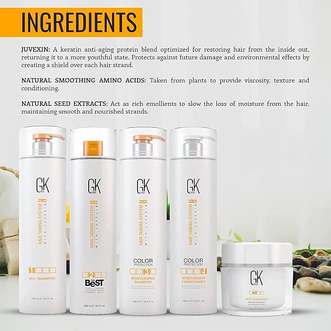 GK HAIR Global Keratin The Best Kit (33.8 Fl Oz/1000ml) Smoothing Keratin Hair Treatment Professional Brazilian Complex Blowout Straightening For Silky Smooth & Frizz Free Hair