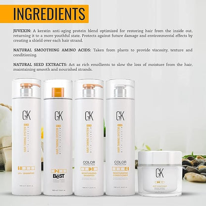 GK HAIR Global Keratin The Best Kit (33.8 Fl Oz/1000ml) Smoothing Keratin Hair Treatment Professional Brazilian Complex Blowout Straightening For Silky Smooth & Frizz Free Hair