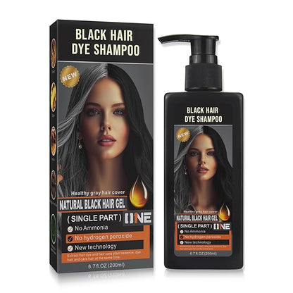 Ammonia-Free Instant Black Hair Dye Shampoo for Gray Coverage,Non-Staining scalp Long-Lasting Natural Black Hair Color Shampoo for Men/Women,Gentle polar Dye for Damaged Hair