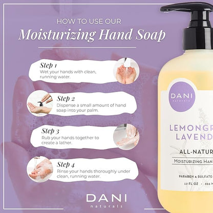 Naturals Moisturizing Hand Soap – Calming Lemongrass Lavender Scent, Hydrating, Sulfate-Free & Paraben-Free, 12 Oz Bottle with Pump, Gentle Cleansing for Dry Skin