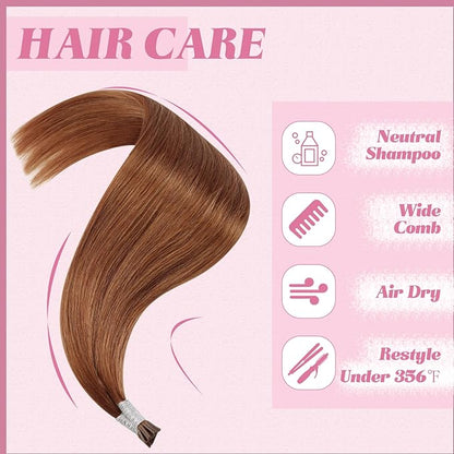YoungSee I Tips Hair Extensions Copper 16 in Itip Hair Extensions Real Human Hair Colored Tip Hair Extensions Real Human Hair Copper 25g Itips Hair Extensions for Cosplay 40s Invisible Hair Extensions