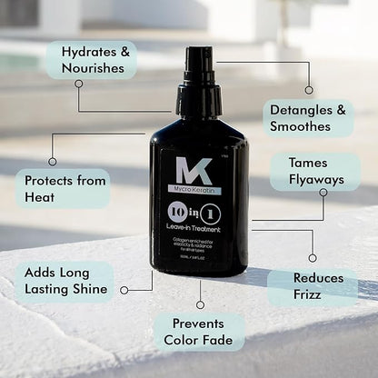 Mycro Keratin KROMA 10-in-1 Collagen Leave-In Conditioner Spray Treatment for Colored Damaged Hair, Keratin Anti-Frizz Deep Conditioning Hair Treatment Detangler Spray (3.4 Fl. Oz)