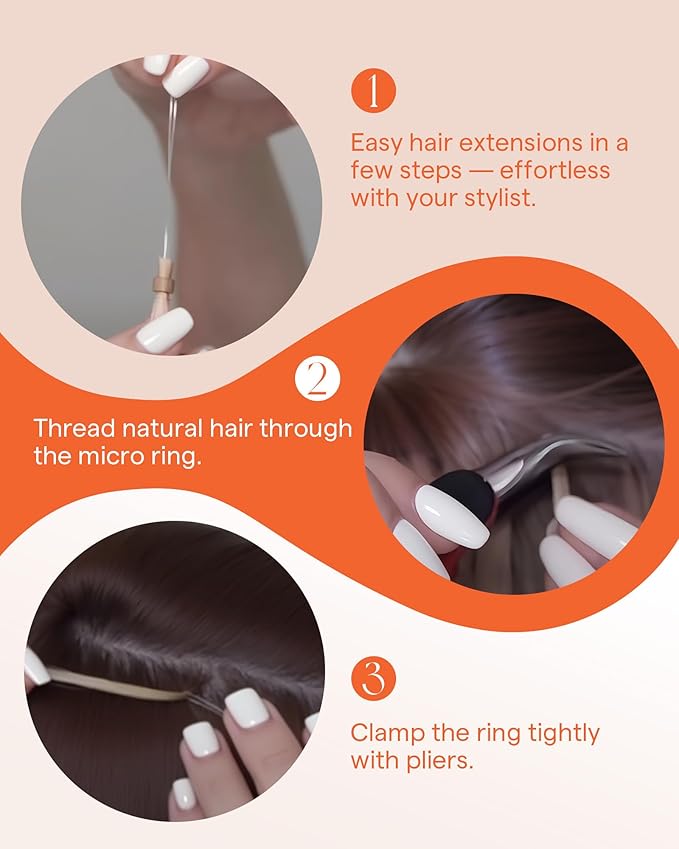 Sunny Hair Micro Link Hair Extensions Human Hair 24inch Microbead Hair Extensions Black Balayage Dark Brown Ombre Medium Ash Blonde Micro Hair Extensions Real Human Hair Long-Lasting Beauty 50g