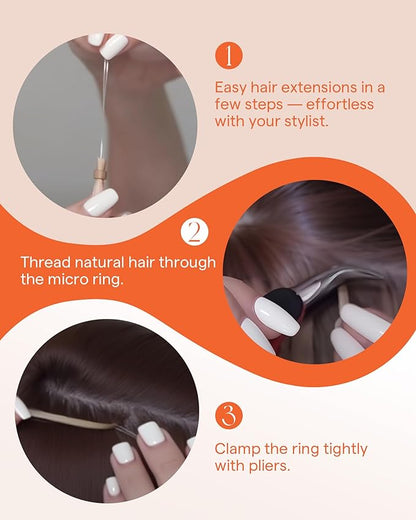Sunny Hair Micro Link Hair Extensions Human Hair 24inch Microbead Hair Extensions Black Balayage Dark Brown Ombre Medium Ash Blonde Micro Hair Extensions Real Human Hair Long-Lasting Beauty 50g