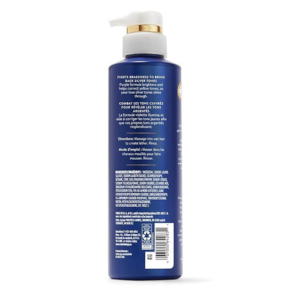 Hair Biology Biotin-Infused Purple Shampoo and Conditioner Set for Grey Hair, Anti-Brassiness, Moisturizing, Color-Safe, Silver & Glowing, Corrects Yellow Tones, 12.8 Fl Oz Each, 8 Pack