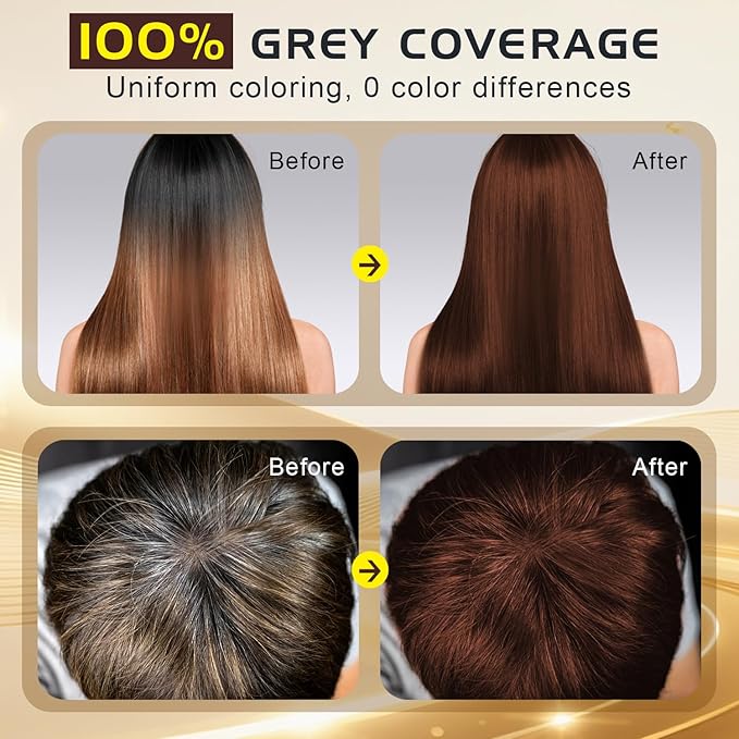 Brown Hair Shampoo 3 in 1, Instant Hair Color for Gray Hair Coverage, 500ML Hair Color Shampoo Lasts 30 Days with Herbal Ingredient, Natural Hair Color Shampoo for Women & Men