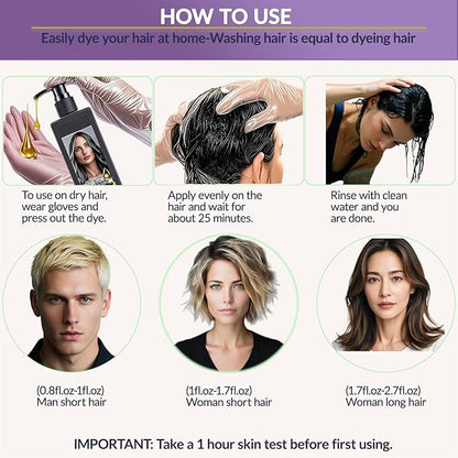 Ammonia-Free Instant Black Hair Dye Shampoo for Gray Coverage,Non-Staining scalp Long-Lasting Natural Black Hair Color Shampoo for Men/Women,Gentle polar Dye for Damaged Hair