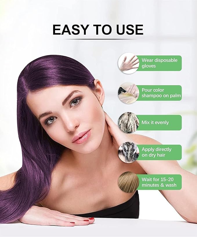 Combo Pack - Herbishh Purple Dye Shampoo for Gray Hair + Argan Intense Hair Mask - Long-lasting Color - Stimulates Dry, Frizzy Hair - 500 Ml