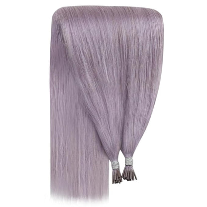 YoungSee Itip Hair Extension Real Human Hair Purple Itips Hair Extensions Real Human Hair Light Purple 24 Inch Tip Hair Extensions Color for Long Hair 25s 25g Stick Tip Hair Extensions Soft and Silky
