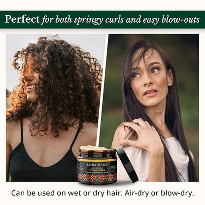 Curl Styling Cream – Anti Frizz & Heat Protection Curl Defining Cream - Nourishes and Hydrates - Color Safe, Vegan, Natural & Organic Curly Hair Cream (6oz)