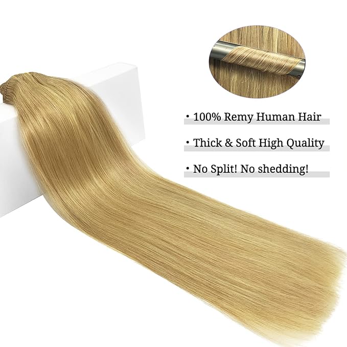 DOORES Hair Extensions Real Human Hair, Dirty Blonde 18 Inch 7pcs 120g, Clip in Human Hair Extensions Remy Hair Extensions Silky Straight Clip in Extensions Human Hair Natural Thick