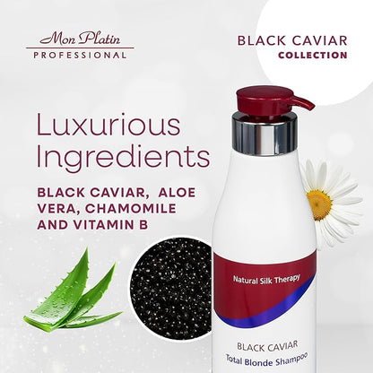 Mon Platin Professional Black Caviar Blonde Hair Shampoo - Intensive Moisturizing Shampoo for blonde, bleached, or Color Treated Hair - Special Antistatic Formula,SLS/Salt Free 500ML