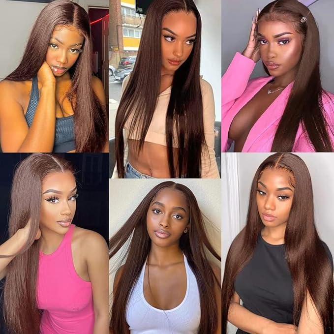 26 Inch Tape In Hair Extensions Color #4 Straight Hair Extensions HuxoWax Double Weft Invisible Brown VirgIn Soft And Silky Remy Hair