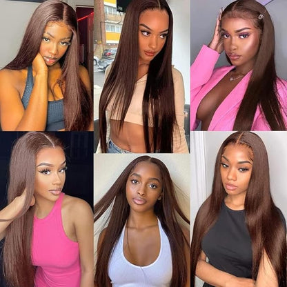 Tape In Hair Extensions 24 Inch Color #4 Straight Hair Extensions HuxoWax Double Weft Invisible Brown VirgIn Soft And Silky Remy Hair