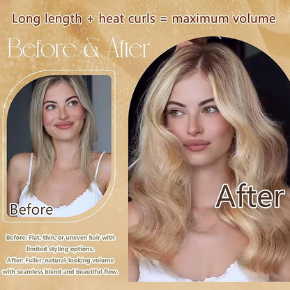 Hair Extensions Real Human Hair 12 Inches 75g Golden Blonde Highlights Hair Extensions Clip Ins Natural Silky Straight Blonde Extensions for Women Real Hair #16/22 7pcs