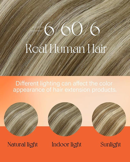 Sunny Hair Nano Bead Hair Extensions Human Hair Invisible Nano Extensions Human Hair Balayage Medium Brown to Platinum Blonde Nano Tip Hair Extensions Real Human Hair 22inch 50g