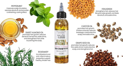 The Mane Attraction Extra Strength Rosemary + Fenugreek Herbal Hair Growth Oil | Infused With Castor Oil for ALL Hair Types