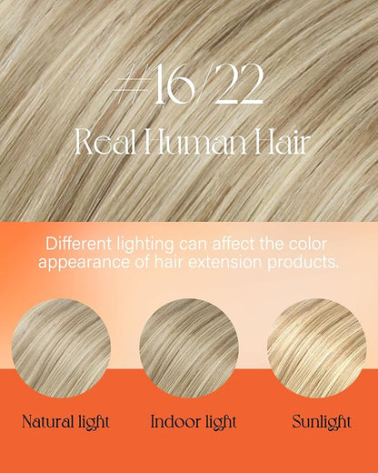 Sunny Hair Nano Bead Hair Extensions Remy Real Human Hair Extensions Nano Bead 18 inch Golden Blonde Highlights Light Blonde Nano Tip Real Hair Extensions for Young Adults 50G