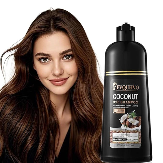 Fvquhvo Hair Dye Shampoo 3 in 1, Hair Color for Women Men, Covers Grays in Minutes, Coconut Dye Shampoo, Champu Para Canas 16.90 Fl Oz