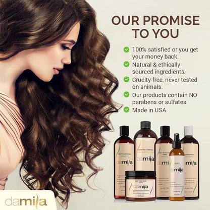 Damila Salt & Sulfate Free Shampoo & Conditioner for Keratin and Color Treated Hair - Professional Keratin Value Pack for Damaged, Frizzy, Curly, Dry & Thin Hair - Shampoo Sin Sal - 16.9 Fl Oz