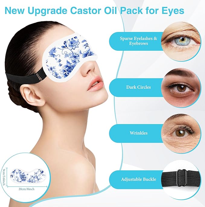 12 Pcs Castor Oil Pack Wrap, Reusable Castor Oil Pack Kit Organic Cotton for Shoulder Hands Neck Waist Chest Knees and Feet, Adjustable Compress Pads for Entire Body, Machine Washable Anti Oil Leak