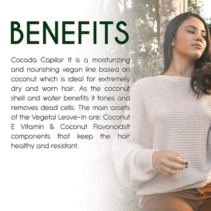Terra Coco Cocada Capilar | Vegan | Moisturizes and Nourishes Leave-in | Ideal for Extremely Dry and Worn Hair Damaged by Sun or Chemicals| Removes Dead Cells | 16.0 Oz