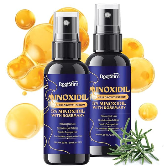 5% Minoxidil Hair Growth for Men and Women: 2-Pack Extra Strength Minoxidil Hair Loss Treatment Serum with Rosemary for Faster Stronger Thicker Hair Growth 4 FL OZ