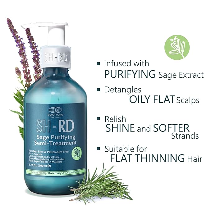 SH-RD Sage Purifying Semi-Treatment for Oily Hair/Scalp | Balancing Conditioner with Clarifying Sage Extract, Protein, Rosemary | Anti-Frizz, Oil-Control Sulfate-Free Conditioner - 6.76oz/200ml