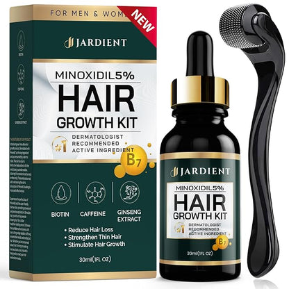 Minoxidil and Biotin Hair Growth Oil for Beards and Preventing Hair Thinning - 5% Minoxidil for Men and Women, 1 Fl Oz