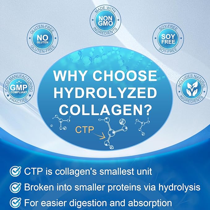 Multi Collagen Peptides for Women & Men, Hydrolyzed Collagen Peptides-Type I, II, III, V, X - with Hyaluronic Acid,Vitamin C,Biotin,Supports Skin Hair Nail, Non-GMO,840 Softgels
