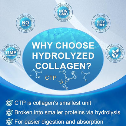 Multi Collagen Peptides for Women & Men, Hydrolyzed Collagen Peptides-Type I, II, III, V, X - with Hyaluronic Acid,Vitamin C,Biotin,Supports Skin Hair Nail, Non-GMO,840 Softgels