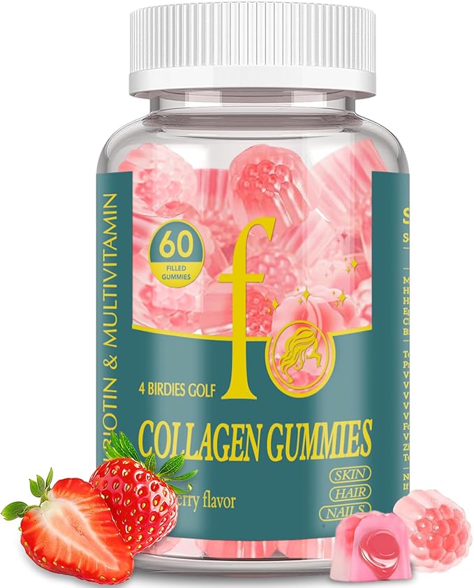 Collagen Gummies for Women Sugar Free, Hydrolyzed Collagen Peptides Gummies Type I, II, III, V, X with Biotin, Zinc Vitamins C A B D E for Skin Hair Nails, Bone
