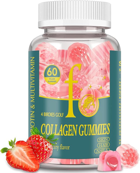 Collagen Gummies for Women Sugar Free, Hydrolyzed Collagen Peptides Gummies Type I, II, III, V, X with Biotin, Zinc Vitamins C A B D E for Skin Hair Nails, Bone
