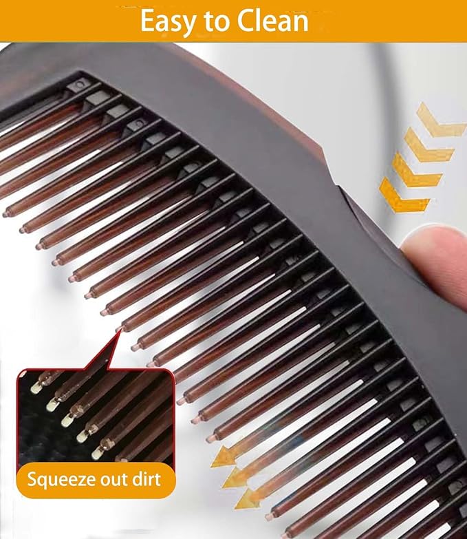 Dandruff Comb Fine Tooth Scalp Detox Comb Lice for Women, Men & Kids Stainless Steel Scalp Detoxing, Sweep & Massage Hair Brush Tool for Hair Care (1PC Brown)