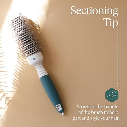 Professional Round Brush for Blow Drying - Small Ceramic Ionic Thermal Barrel Brush for Sleek, Precise Heat Styling and Salon Blowout - Lightweight Round Hair Brush (Barrel 1.3 inch, Bristle 2 Inch)