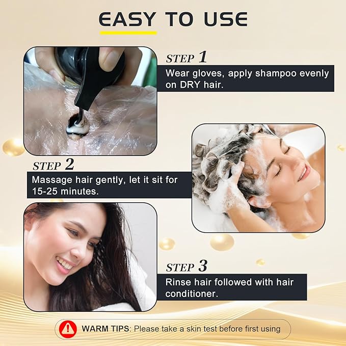 Black Hair Shampoo 3 in 1, Instant Hair Color for Gray Hair Coverage, Natural Black Shampoo Hair for Women & Men, 500ML Hair Color Shampoo Lasts 30 Days with Herbal Ingredient