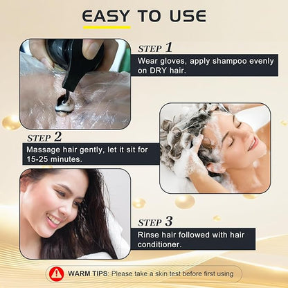Black Hair Shampoo 3 in 1, Instant Hair Color for Gray Hair Coverage, Natural Black Shampoo Hair for Women & Men, 500ML Hair Color Shampoo Lasts 30 Days with Herbal Ingredient
