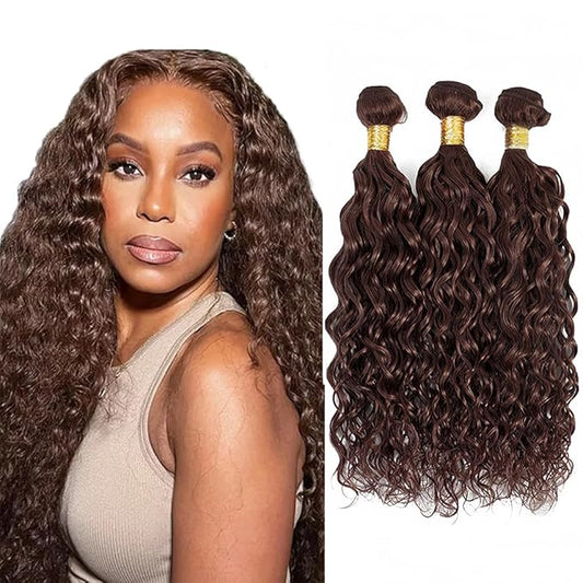 30 32 34 Inch Brown Curly Bundles Human Hair Color 4 Bundles Niegmeag Virgin Soft and Skily Remy Hair Extensions Dark Brown Kinky Curly Bundle