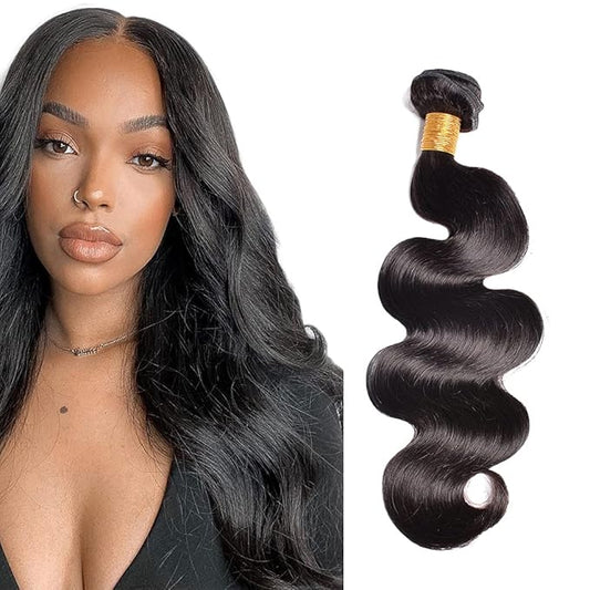 #1B Human Hair Bundles Body Wave Bundles 28 Inch Unprocessed Brazilian Virgin Hair Weave 1 Bundle 50 Grams Per Bundle Natural Color Bundle Human Hair Extensions