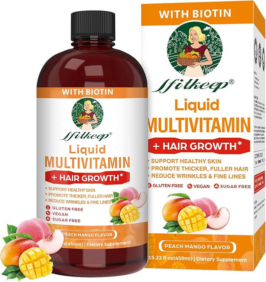 Liquid Multivitamin,Hair Growth,Support Healthy Skin,Promote Thicker,Fuller Hair,Reduce Wrinkles & Fine Lines,15.22 fl oz