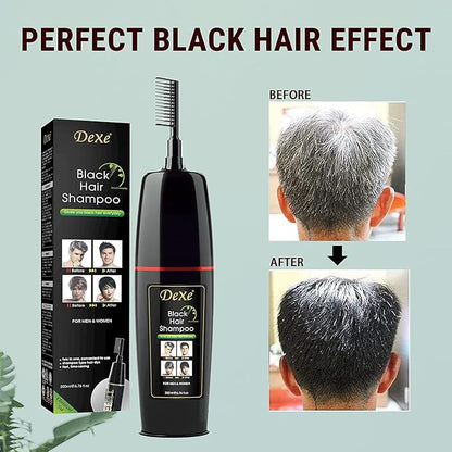 Instant Black Hair Shampoo, gentle botanical formula - ammonia free - unisex hair color shampoo - quick and easy - lasts 30 days 3-in-1 black hair color (200ml Bottle)