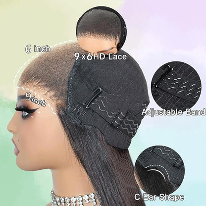 9x6 Glueless Wigs Human Hair Pre Plucked Pre Cut For Beginners 32 Inch Loose Wave Human Hair Wig 220% Density Body Wave Lace Front Wigs No Glue Pre Cut 3 Seconds to Wear Glueless Wig